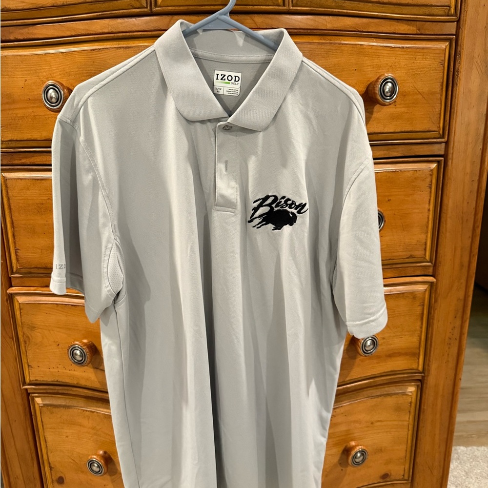 IZOD Gray Polo Shirt with Bison Emblem